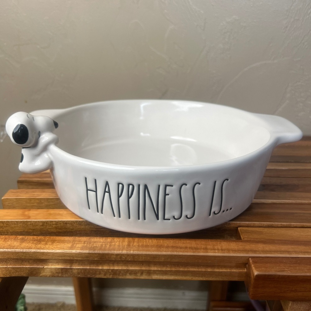 Rae Dunn Peanuts 75th Anniversary Snoopy Happiness Is Ceramic Baking Dish White